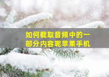 如何截取音频中的一部分内容呢苹果手机