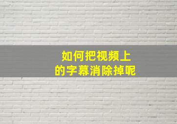 如何把视频上的字幕消除掉呢