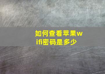 如何查看苹果wifi密码是多少