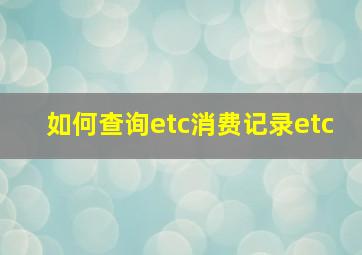 如何查询etc消费记录etc