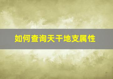 如何查询天干地支属性