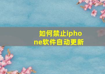 如何禁止iphone软件自动更新