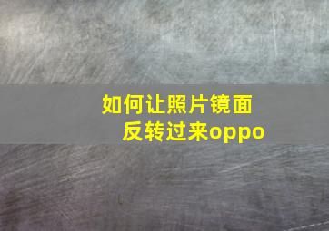 如何让照片镜面反转过来oppo