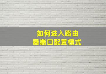 如何进入路由器端口配置模式