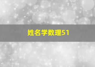 姓名学数理51