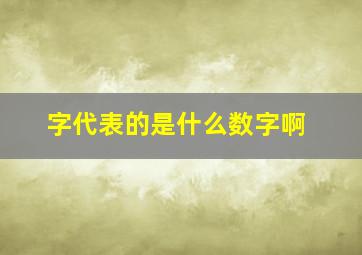 字代表的是什么数字啊