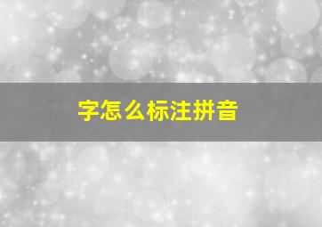 字怎么标注拼音