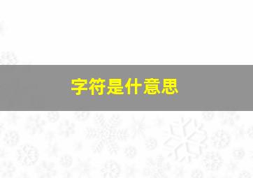 字符是什意思