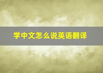 学中文怎么说英语翻译