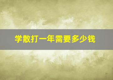 学散打一年需要多少钱