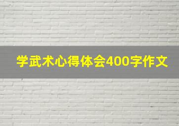 学武术心得体会400字作文