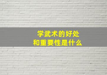 学武术的好处和重要性是什么