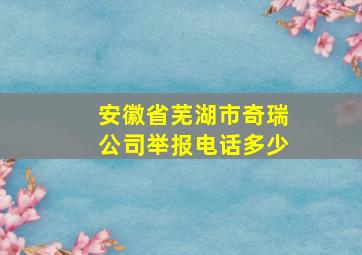 安徽省芜湖市奇瑞公司举报电话多少