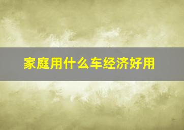 家庭用什么车经济好用