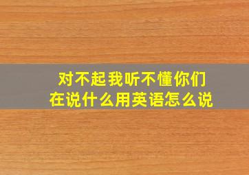 对不起我听不懂你们在说什么用英语怎么说