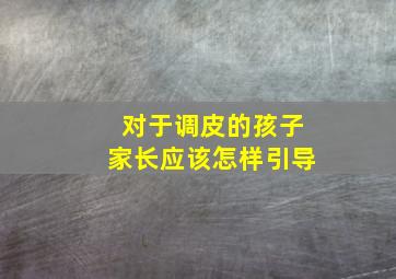 对于调皮的孩子家长应该怎样引导