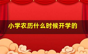 小学农历什么时候开学的