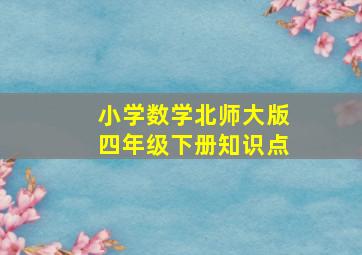 小学数学北师大版四年级下册知识点