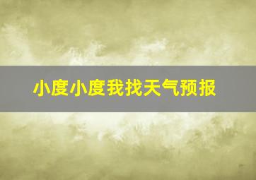 小度小度我找天气预报