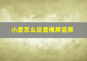 小度怎么设置横屏竖屏