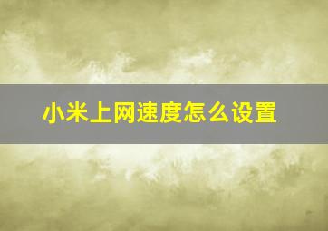 小米上网速度怎么设置