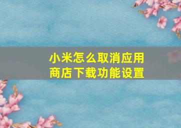 小米怎么取消应用商店下载功能设置