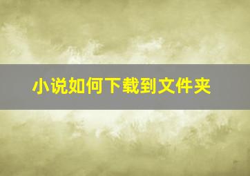 小说如何下载到文件夹