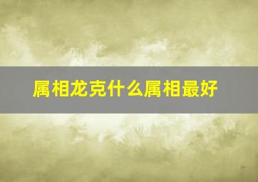 属相龙克什么属相最好