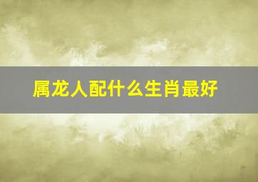 属龙人配什么生肖最好