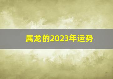 属龙的2023年运势