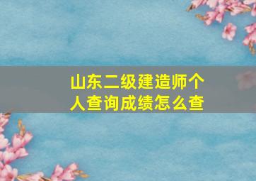 山东二级建造师个人查询成绩怎么查