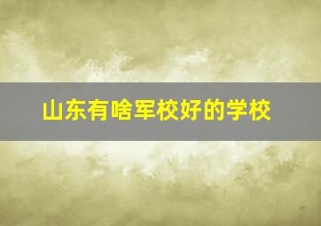 山东有啥军校好的学校