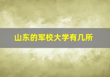 山东的军校大学有几所