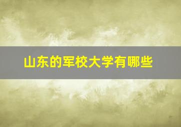 山东的军校大学有哪些