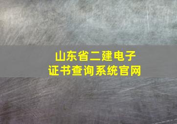 山东省二建电子证书查询系统官网