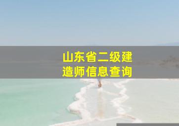 山东省二级建造师信息查询