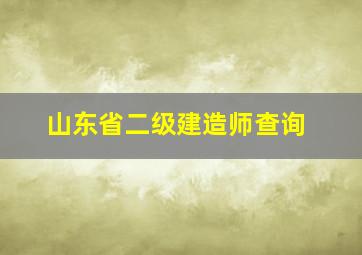 山东省二级建造师查询