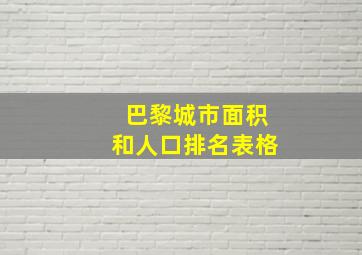 巴黎城市面积和人口排名表格