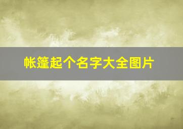 帐篷起个名字大全图片