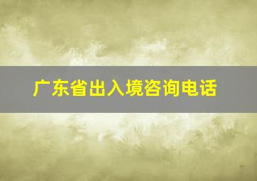 广东省出入境咨询电话