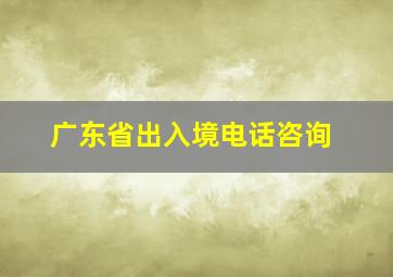 广东省出入境电话咨询