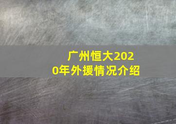 广州恒大2020年外援情况介绍