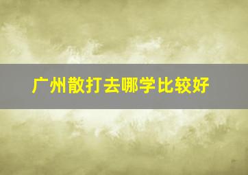 广州散打去哪学比较好