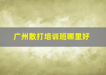 广州散打培训班哪里好