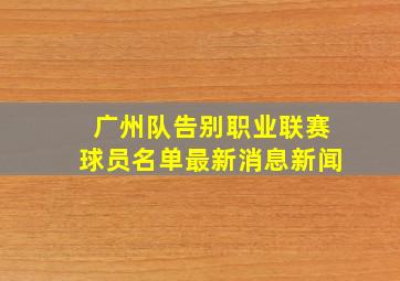 广州队告别职业联赛球员名单最新消息新闻