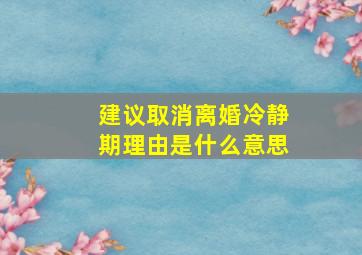 建议取消离婚冷静期理由是什么意思