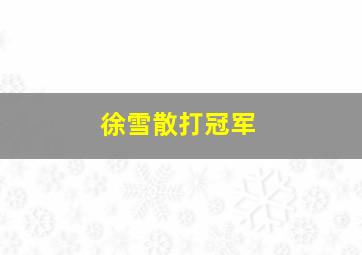 徐雪散打冠军