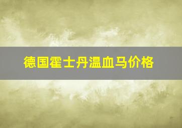 德国霍士丹温血马价格