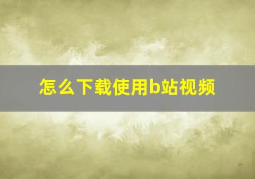 怎么下载使用b站视频