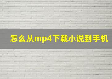 怎么从mp4下载小说到手机